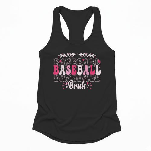 Retro Groovy Baseball Bruh Proud Baseball Mom Flowy Tank - Sportilla