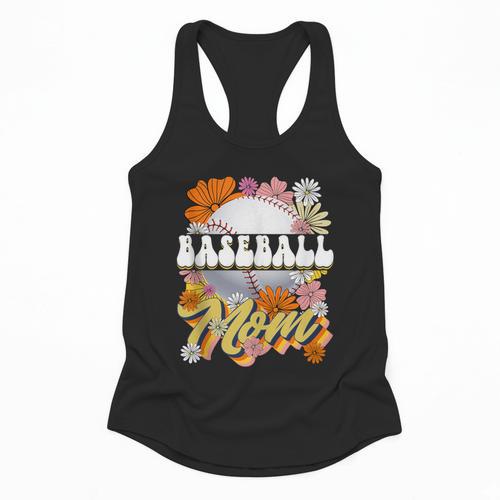 Retro Groovy Baseball Mom Family Matching Women Flowy Tank - Sportilla