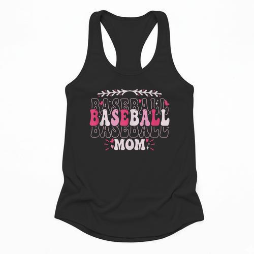 Retro Groovy Baseball Mom Proud Baseball Mom Flowy Tank - Sportilla