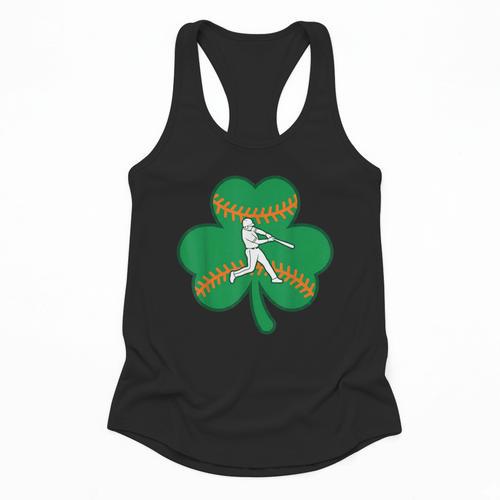 Retro Shamrock Baseball St Patricks Day Men Women Boys Girls Flowy Tank - Sportilla