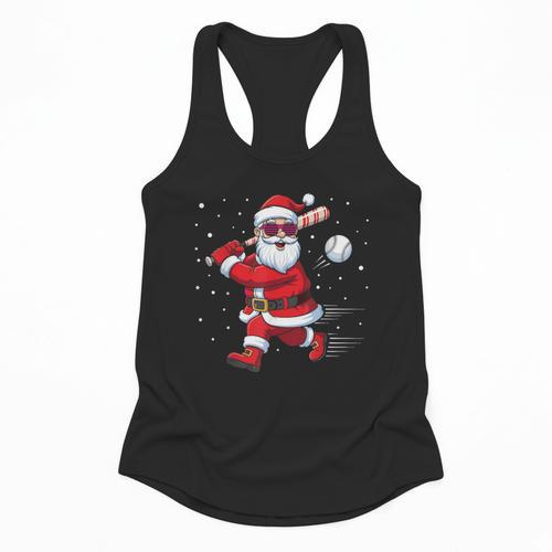 Santa Baseball Christmas Pajamas Xmas Men Kids Boys Flowy Tank - Sportilla