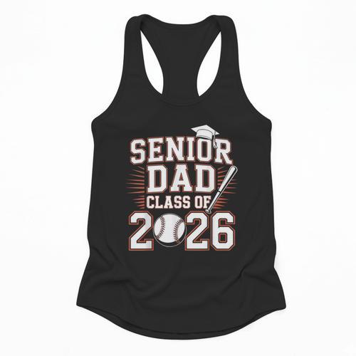 Senior Dad Class Of 2026 Graduate Baseball 2026 Graduation Flowy Tank - Sportilla
