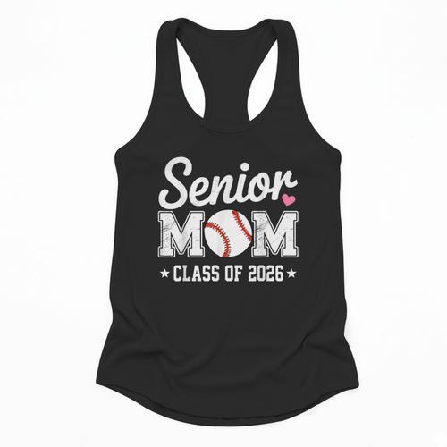 Senior Mom Class Of 2026 Baseball Retro Mom Graduation 2026 Flowy Tank - Sportilla