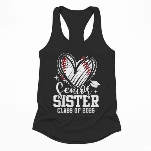 Senior Sister Class Of 2026 Baseball Graduation Heart Flowy Tank - Sportilla