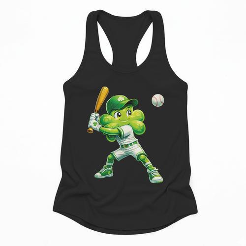 Shamrock Playing Baseball St Patricks Day Men Boys Kid Flowy Tank - Sportilla
