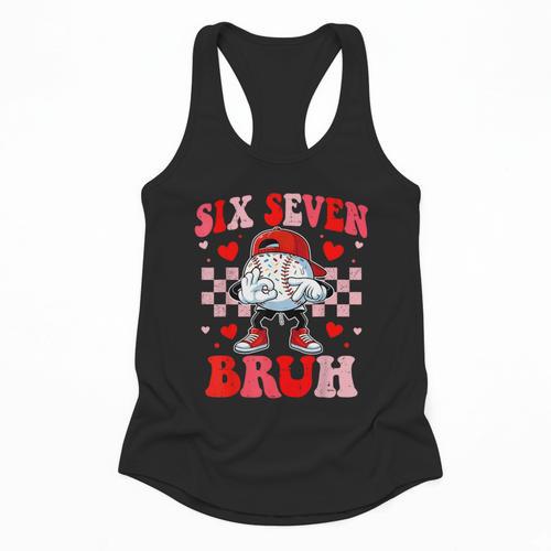 Six Seven 67 Bruh 6 7 Meme Baseball Ice Cream Drip Valentine Flowy Tank - Sportilla