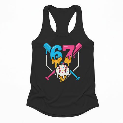 Six Seven Baseball Ice Cream Drip Cool 67 Gen Alpha Slang Flowy Tank - Sportilla