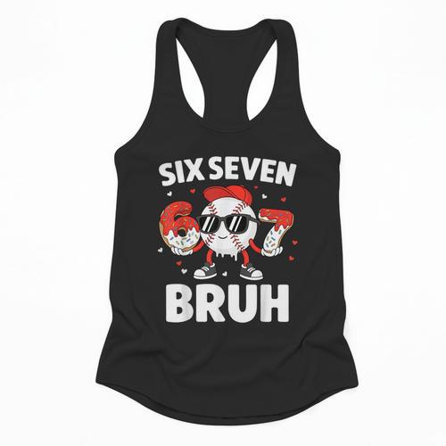 Six Seven Bruh Valentines Baseball Kids 67 Valentine Boys Flowy Tank - Sportilla