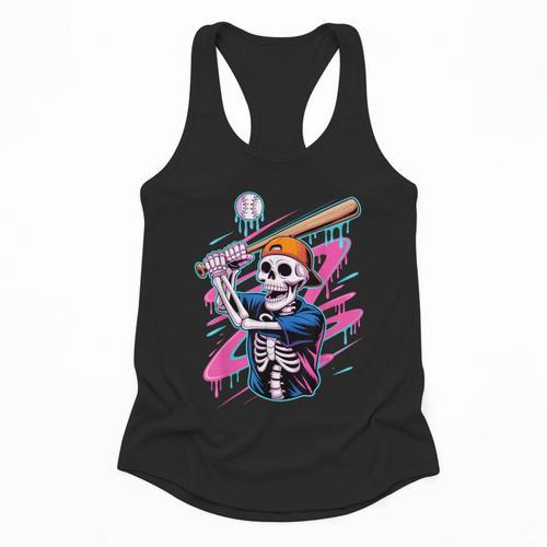 Skeleton Baseball Drip Boy Youth Dripping Baseball Halloween Flowy Tank - Sportilla