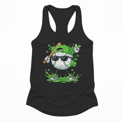 St Patrick Day Baseball Drip Ice Cream Baseball Player Men Flowy Tank - Sportilla