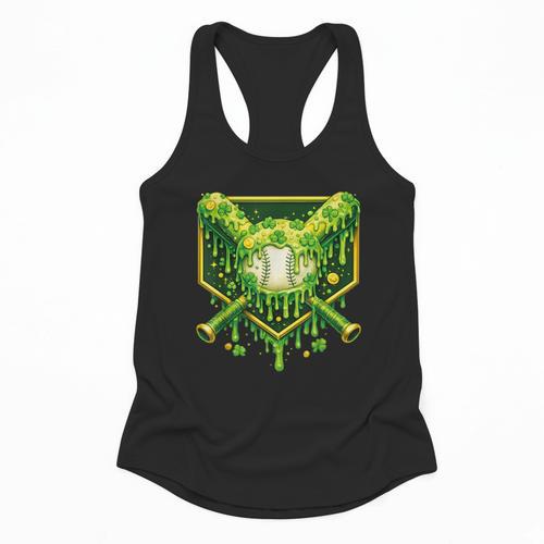 St Patrick's Day Baseball Boys Ice Cream Drip Youth Kids Flowy Tank - Sportilla