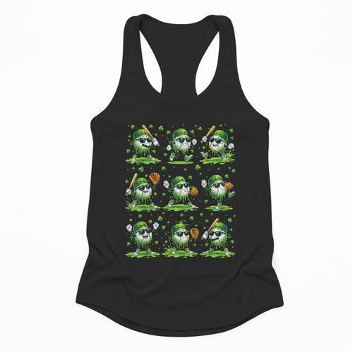 St Patricks Day Baseball Ice Cream Boys Baseball Player Flowy Tank - Sportilla