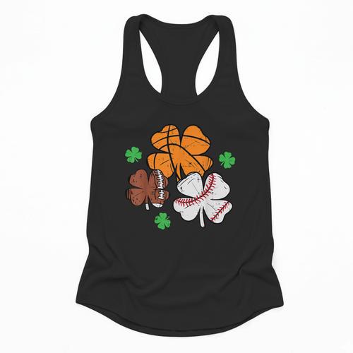 St Patricks Day Shamrock Basketball Baseball Men Boys Kids Flowy Tank - Sportilla