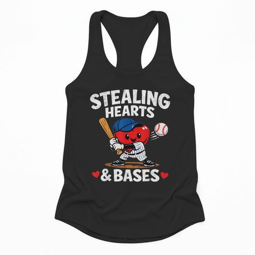 Stealing Hearts & Bases Valentine’s Day Baseball Love Flowy Tank - Sportilla