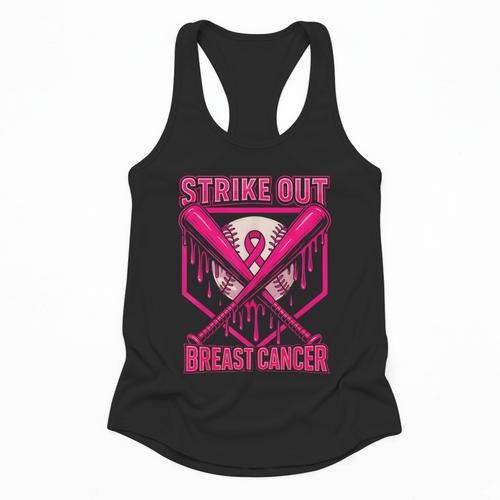 Strike Out Breast Cancer Baseball Ice Cream Drip Flowy Tank - Sportilla