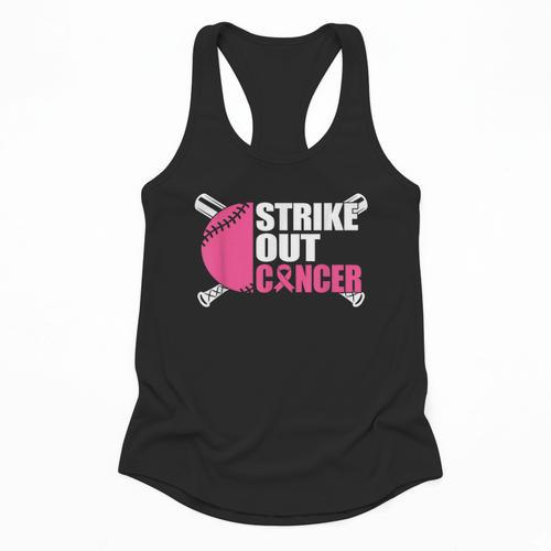 Strike Out Cancer Breast Cancer Awareness Baseball Warrior Flowy Tank - Sportilla