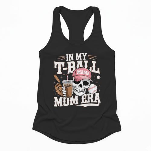 In My T-Ball Mom Era Baseball Mom Skull Coffee Vintage Flowy Tank - Sportilla