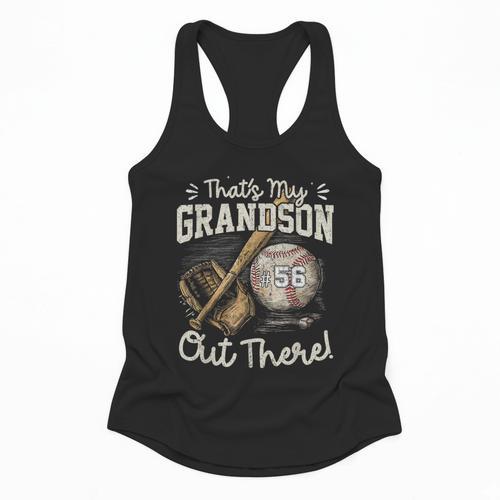 That's My Grandson Out There Jersey Number 56 Baseball Flowy Tank - Sportilla