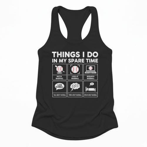 Things I Do Spare Time Baseball Player Men Women Kids Flowy Tank - Sportilla