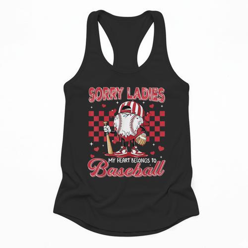 Valentine My Heart Belongs Baseball Lover Boy Men Flowy Tank - Sportilla