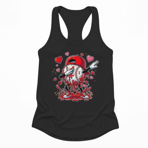 Valentines Baseball Toddler Boys Kids Dabbing Baseball Drip Flowy Tank - Sportilla