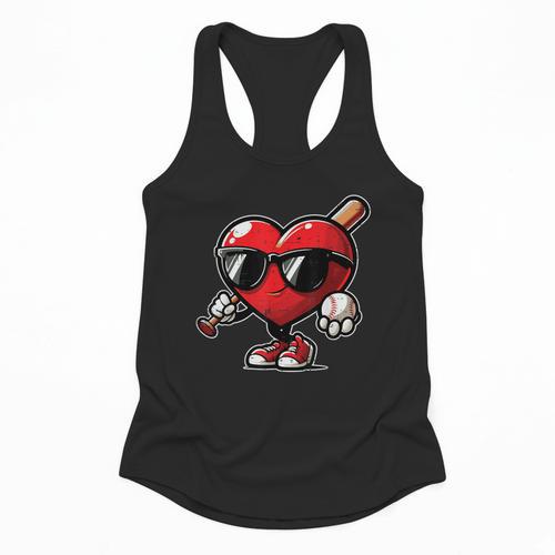 Valentines Day Baseball Heart Bat Sunglasses Men Boys Kids Flowy Tank - Sportilla