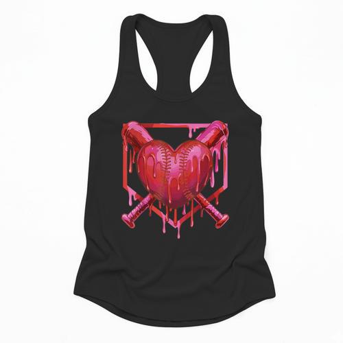 Valentines Day Baseball Red Heart Dab Boys Girls Kids Flowy Tank - Sportilla