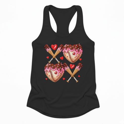 Valentines Day Drip Heart Baseball XOXO Boys Kids Men Sport Flowy Tank - Sportilla