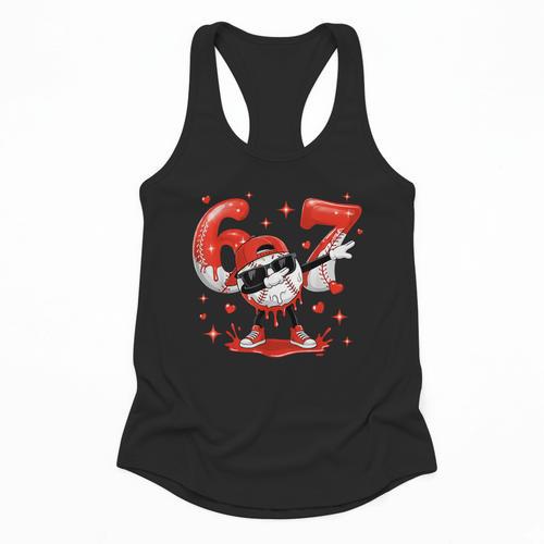 Valentines Day Six Seven Baseball 6 7 Meme Dab Heart Boys Flowy Tank - Sportilla