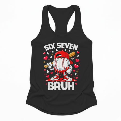 Valentines Day Six Seven Bruh 6 7 Meme Baseball Drip Boys Flowy Tank - Sportilla