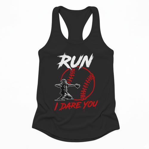 Vintage Baseball Catcher Boys Go Ahead Run I Dare You Flowy Tank - Sportilla