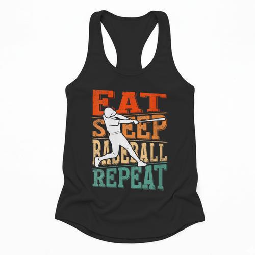 Women's Eat Sleep Baseball Repeat Vintage Player Sport Lover Retro Flowy Tank - Sportilla