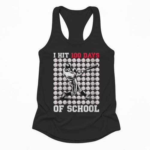 Women's I Hit 100 Days Of School Baseball 100th Day Boys Kids Flowy Tank - Sportilla