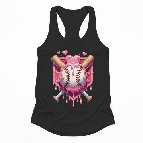 Women's Valentines Day Baseball Boys Ice Cream Drip Heart Youth Kids Flowy Tank - Sportilla