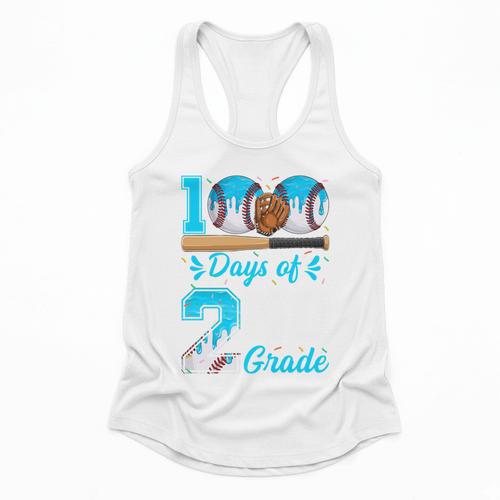 100 Days Of 2nd Grade Baseball 100th Day Of School Boys Kids Flowy Tank - Sportilla