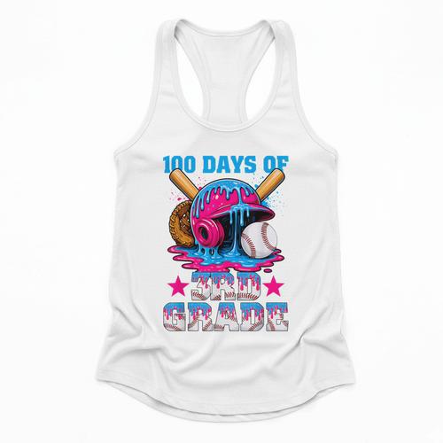 100 Days Of 3rd Grade Baseball 100th Day Of School Boys Kids Flowy Tank - Sportilla