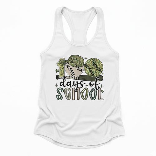 100 Days Of School Baseball Camo Cap Kids Boys 100th Day Flowy Tank - Sportilla