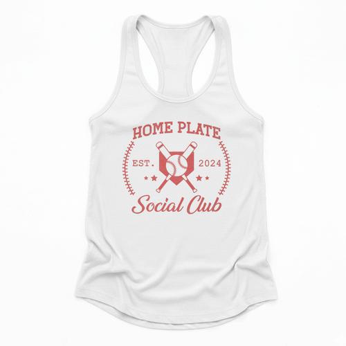 2024 Home Plate Social Club Softball Season Tee Baseball Mom Premium Flowy Tank - Sportilla