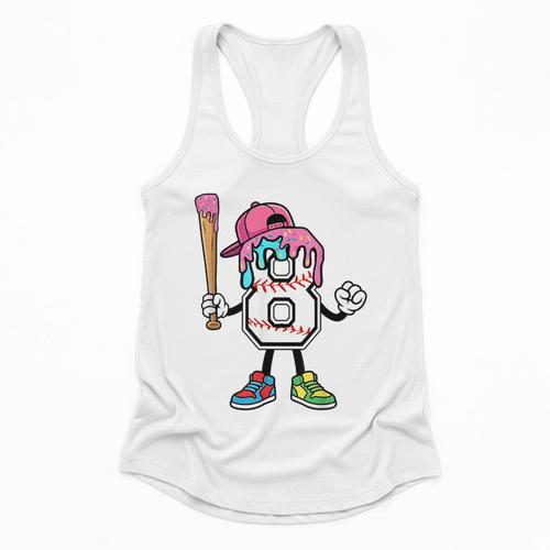8th Birthday Baseball Ice-Cream Drip 8 Years Old Boys Girls Flowy Tank - Sportilla