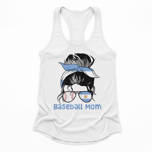 Argentina Baseball Mom Messy Bun Flowy Tank - Sportilla