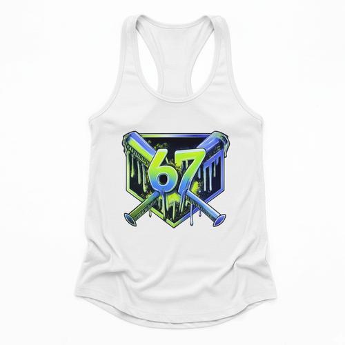 Awesome 67 Baseball Drip Effect Baseball 6-7 Meme Graphic Premium Tri-Blend Flowy Tank - Sportilla