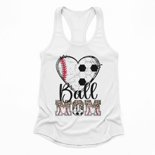 Ball Mom Heart Soccer Baseball Mom Flowy Tank - Sportilla
