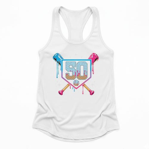 Baseball 50 Year Old Ice Cream Drip 50th Birthday Number 50 Flowy Tank - Sportilla