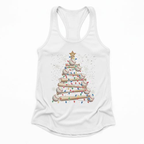 Baseball Christmas Tree Light Xmas Tees Boys Kids Men Flowy Tank - Sportilla