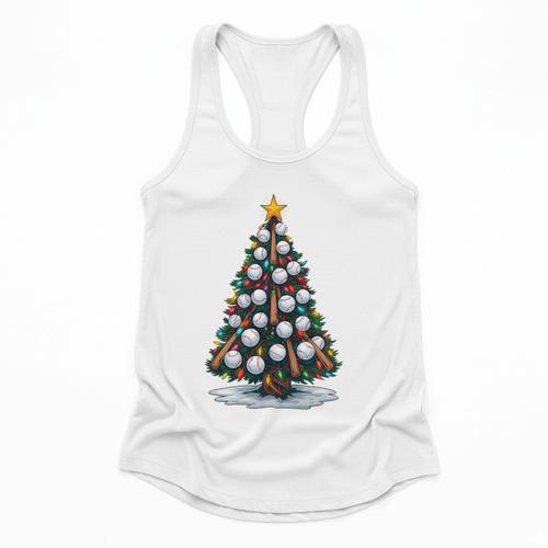 Baseball Christmas Tree Men Boys Youth Santa Sports Flowy Tank - Sportilla