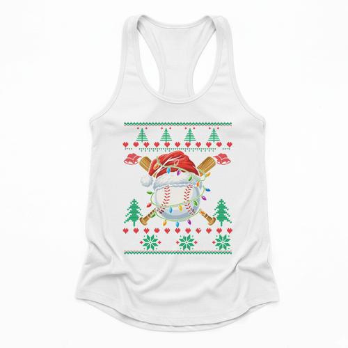 Baseball Christmas Ugly Sweater Santa Sport Men Kids Flowy Tank - Sportilla