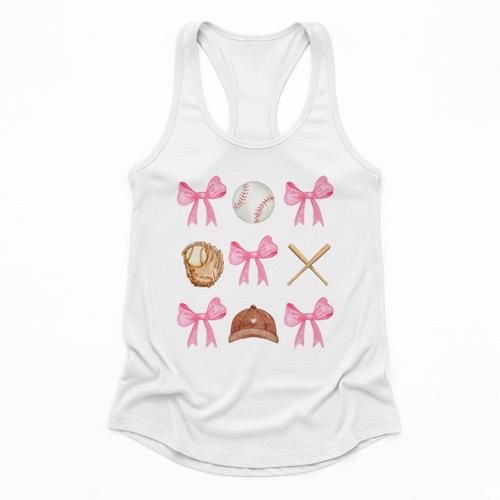 Baseball Coquette Bow Baseball Mama Baseball Mom Premium Flowy Tank - Sportilla