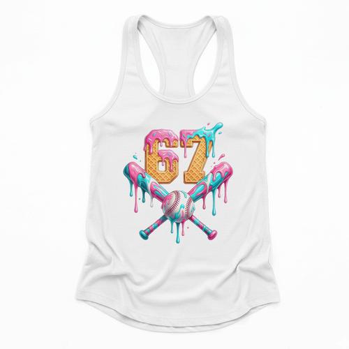 Baseball Drip 67 Six Seven Number 67 Player 67th Birthday Flowy Tank - Sportilla