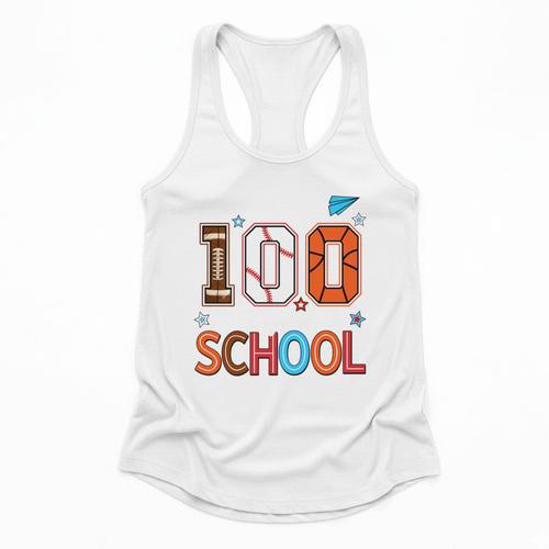Baseball Football Basketball I Survived 100 Days Of School Flowy Tank - Sportilla