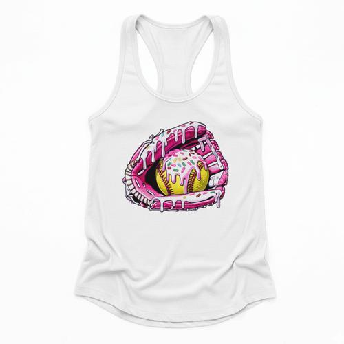 Baseball Glove Drip Shirt Ice Cream Dripping Girls Pocket Premium Flowy Tank - Sportilla